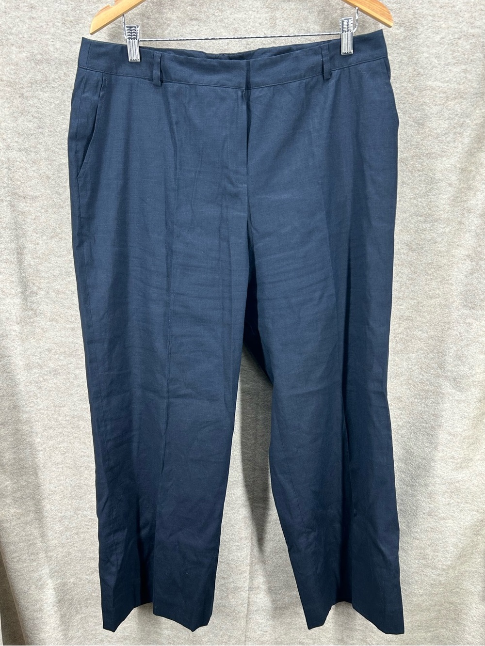 Lauren Ralph Lauren linen blend pants sz 16 navy blue minimalist corporate chic